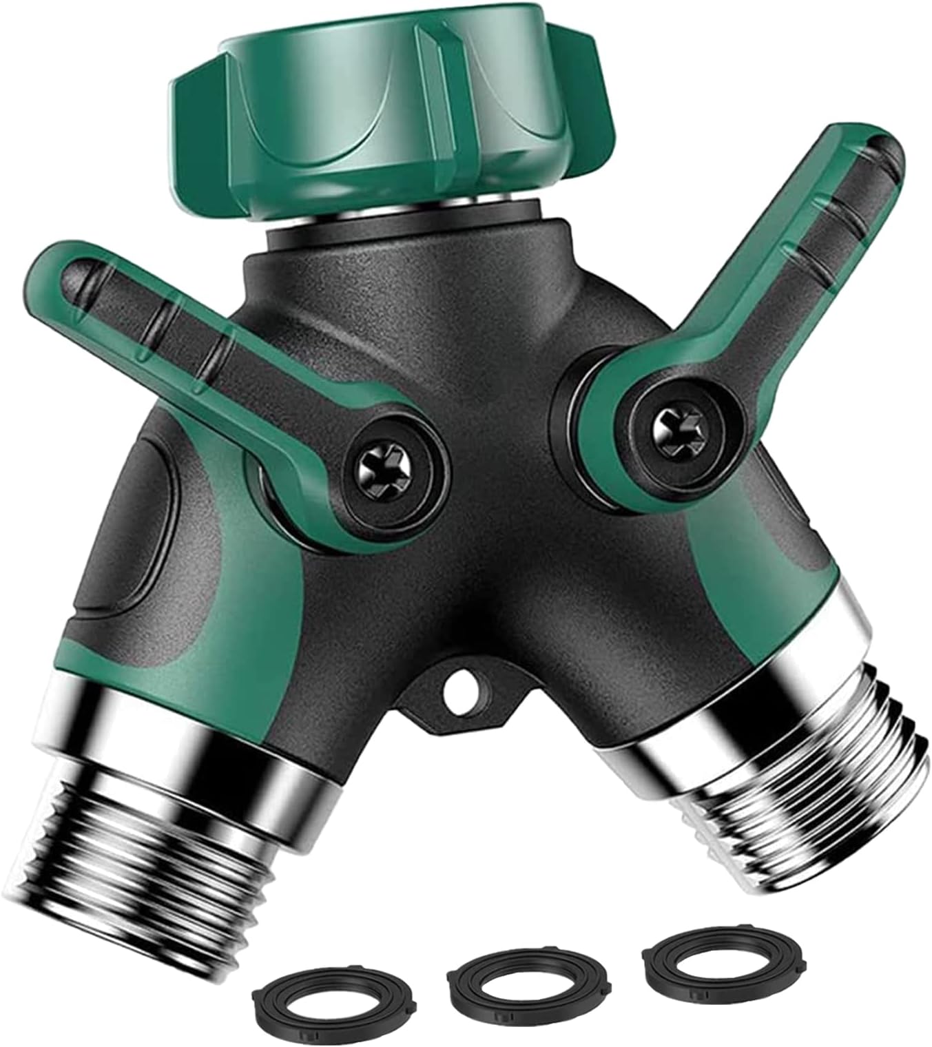 Garden Hose Splitter 2 Way - Water Hose Splitter with Long Handle Garden Hose Shut off Valve Double Y Connector Faucet Splitter Hose Connector