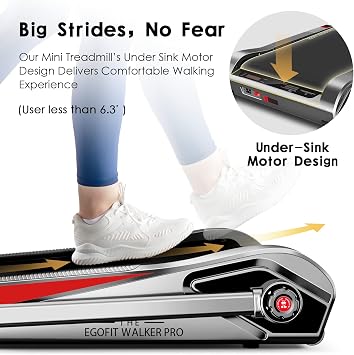 Egofit Walker Pro Under Desk Motorized Folding Small Walking Treadmill for Home & Office, Installation-Free with LCD Display, Compact Fit Standing Desk Treadmills