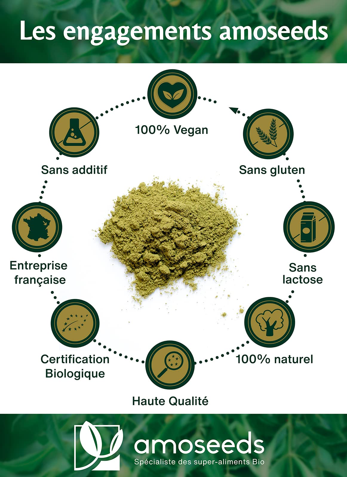 Neem en Poudre Bio 250G | Feuilles de Margousier | Peau, Cheveux, Digestion | Qualité Supérieure