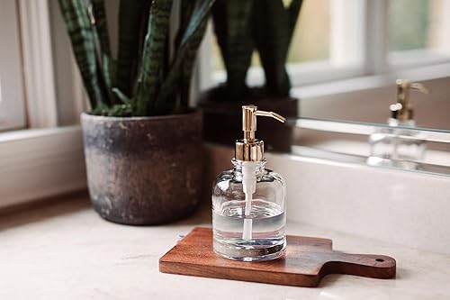 Miniatura 2 de Rail19 Derby Dispensador de jabón con bomba de metal, jabón líquido de manos y loción para cocina y baño, 10 onzas (dorado)