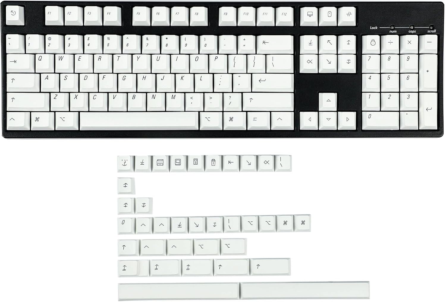 YMDK 139 Mac Keycaps Cherry Profile Normcore Style Minimalist Dye Sub PBT White Key Cap for 104 TKL 60% 96 84 68 Keychrone K2 K4 K8 MX Switches Keyboard