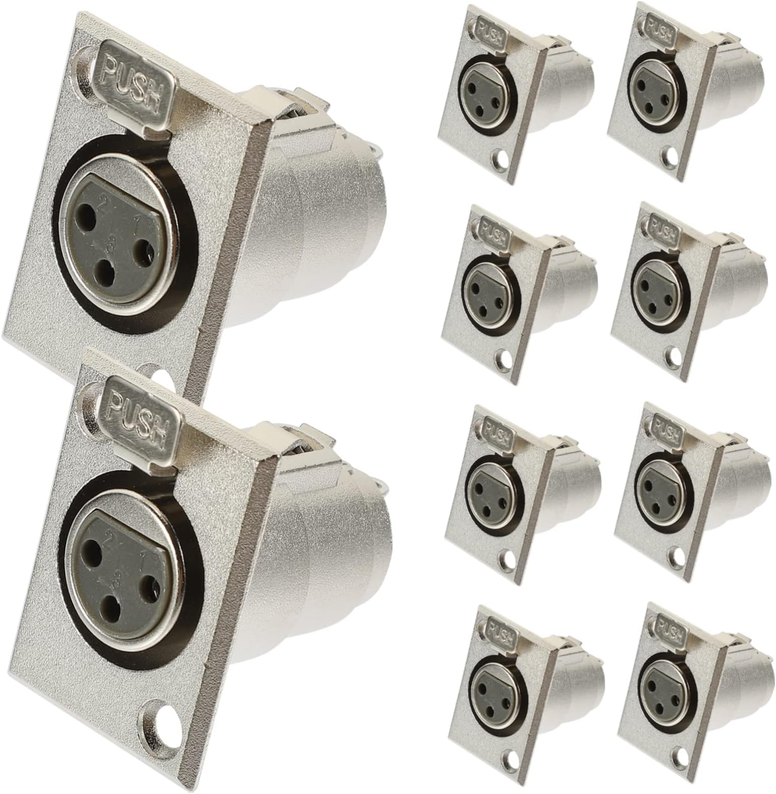 VILLCASE 10pcs 3-pin Female Xlr Microphone Socket Connectors Panel Mount Metal Chassis Audio Adapter for Stage Mic Accessories and Microphone Cable Supplies