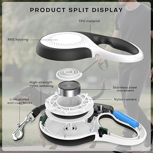 Miniatura 6 de Correa retráctil para perro con luz LED recargable, correa de perro resistente de 16 pies para perros medianos y grandes de hasta 110 libras, 360