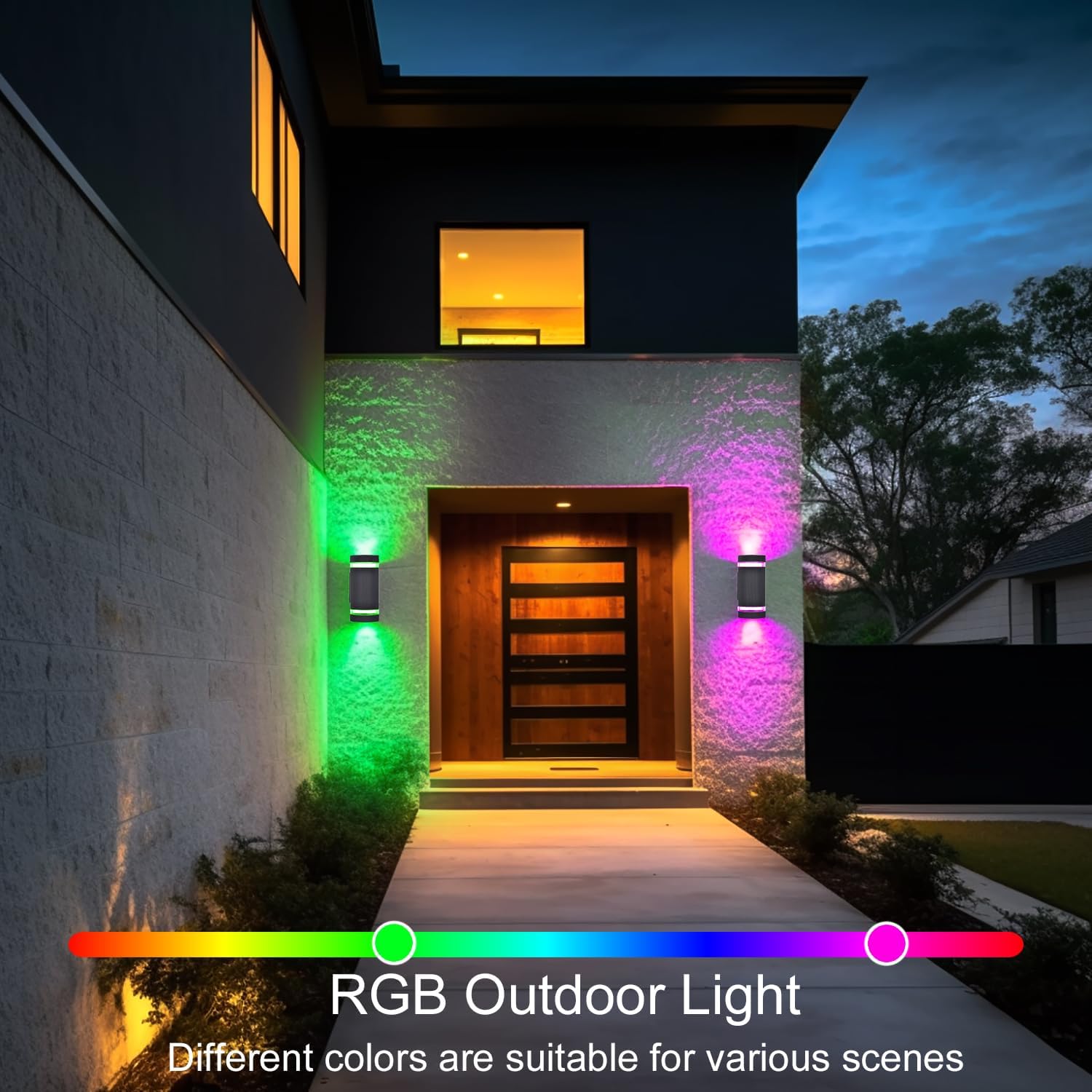 Modern Outdoor Wall Sconce,Smart LED Outdoor Lights-RGB+CCT, 3Pack 4 715mtLPf1yL. AC SL1500