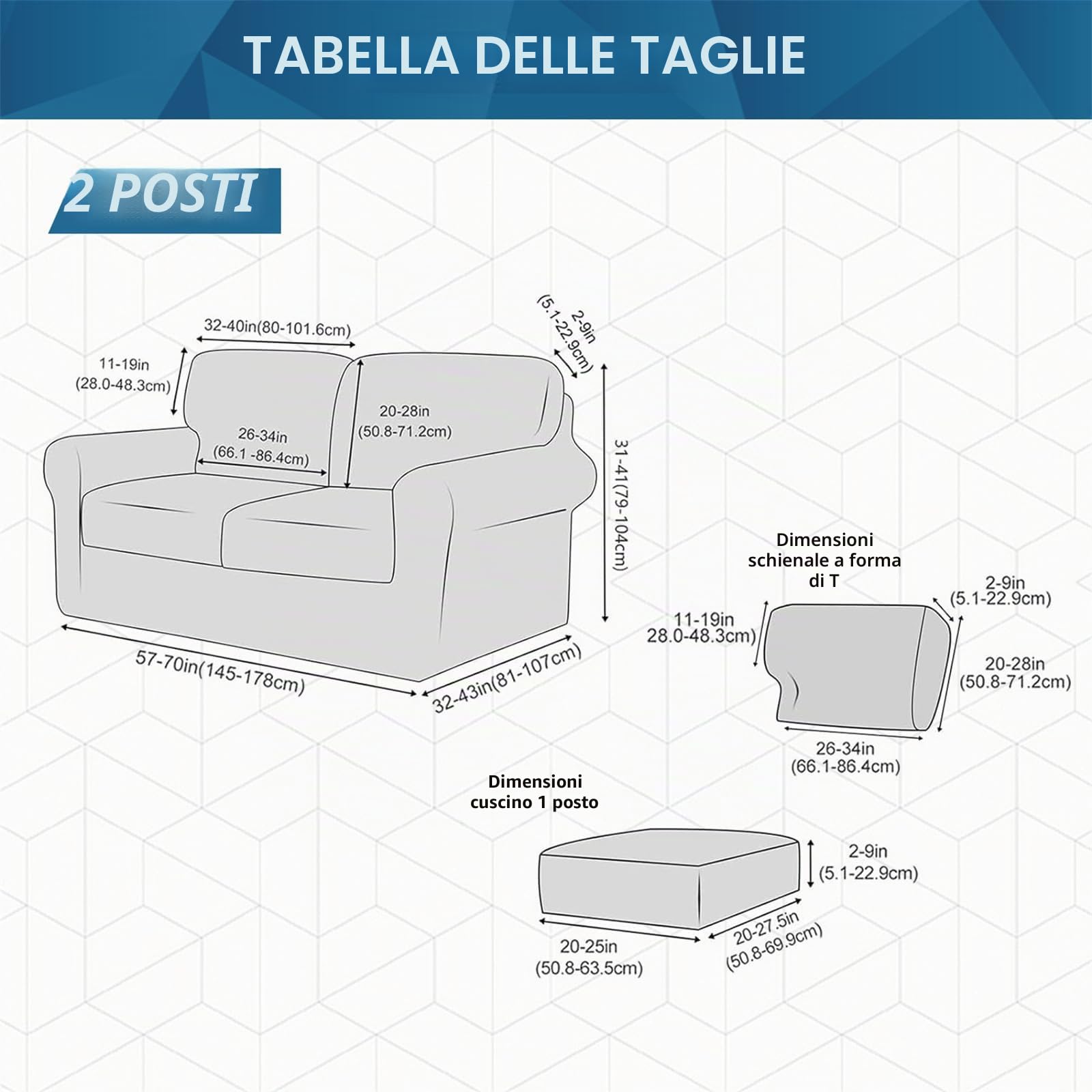 Copridivano con Schienali Separati E Cuscini Seduta, Copridivano Antiscivolo con Fascia Elastica, Proteggi Mobili Jacquard Elasticizzato (2 Seater(145-178cm),Grigio scuro)