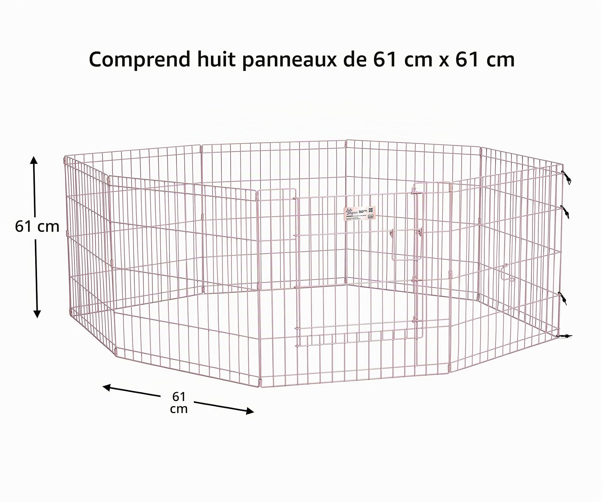 MidWest Homes for Pets 524DRPK Parc d'exercice pliant en métal avec porte, 60,96 x 60,96 cm (l x H) ; Rose