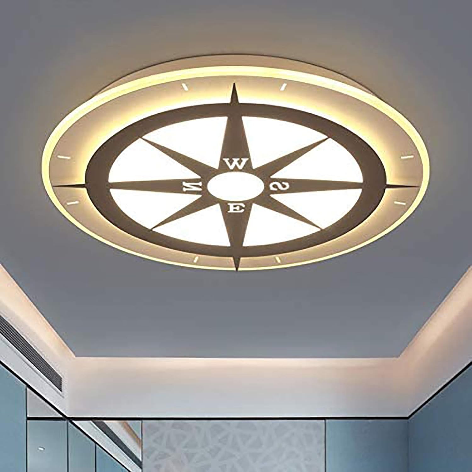Best QTQHOME Flush Mount Ceiling Lighting Fixture for Dining Room,Compass Design Ceiling Lamp,Modern Art Deco Dimmable LED Ceiling Light-A Diameter52cm(20inch)