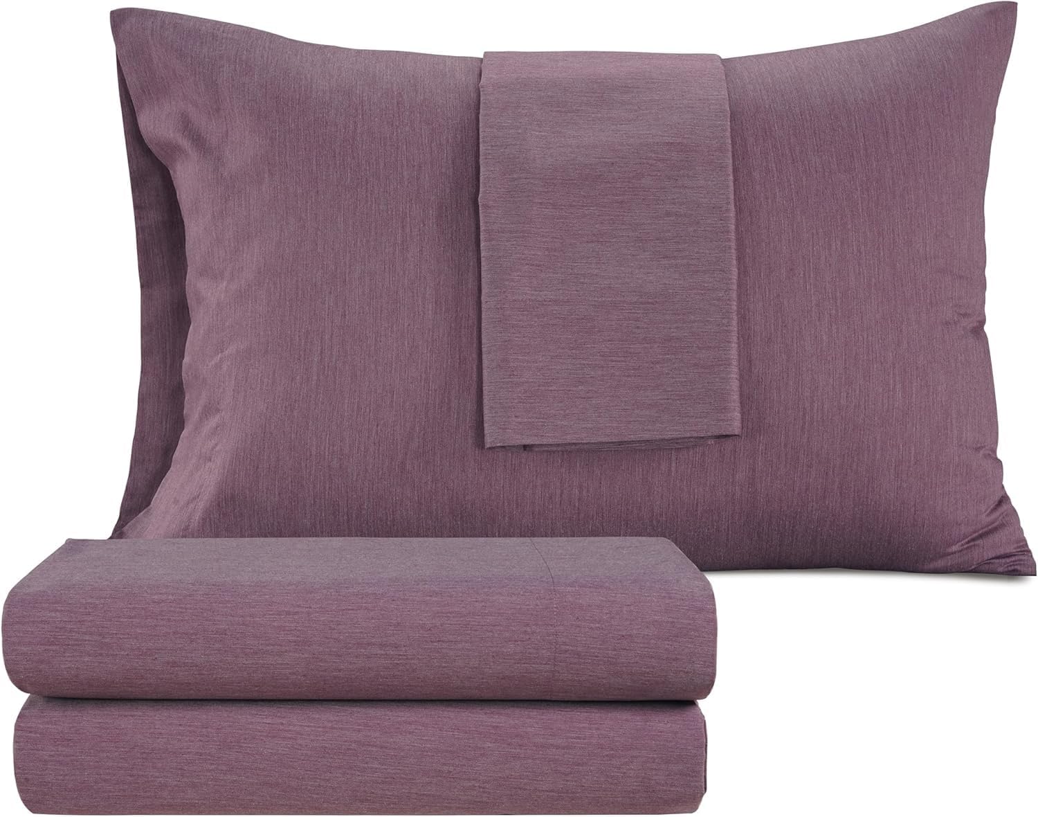 Izod Melange Cotton Blend 4Pc Full Size Bed Sheet Set, Deep Pockets fits Upto 17", Hotel Luxury Bedding Sheets & Pillowcases, Wrinkle Resistant, Sateen Weave Cooling Bed Sheet - Khaki