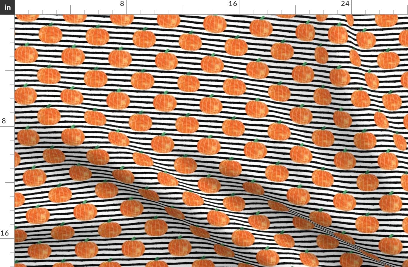 Spoonflower Fabric - Watercolor Pumpkins Stripes Pumpkin Halloween Trendy Orange Black Printed on Denim Fabric Fat Quarter - Bottomweight Apparel Home Decor Upholstery