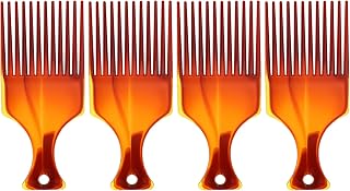 4 Pcs Pente de Cabelo Pente Dentes Largos Barbeiro Pente Pente de Cabelo Pente Afro Picks Lift Cabelo Retangular Peruca Tran?a Cabelo Estilo Pente para Cabelo Natural Encaracolado
