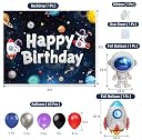 Party Propz Space Theme Birthday Decoration Kit For Boys – 65 Pcs, Space Backdrop, Astronaut & Rocket Foil Balloons, Latex Balloons,Astronaut Theme Birthday Decorations for Boys (Foil,Latex) gallery image