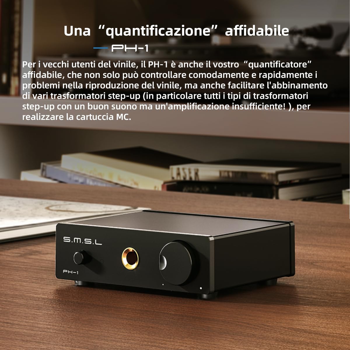 S.M.S.L PH-1 Preamplificatore Phono Mini per Giradischi MM, Amplificatore Audio Stereo HiFi, Preamp con Uscita RCA 6.35mm, Alimentazione DC 5V