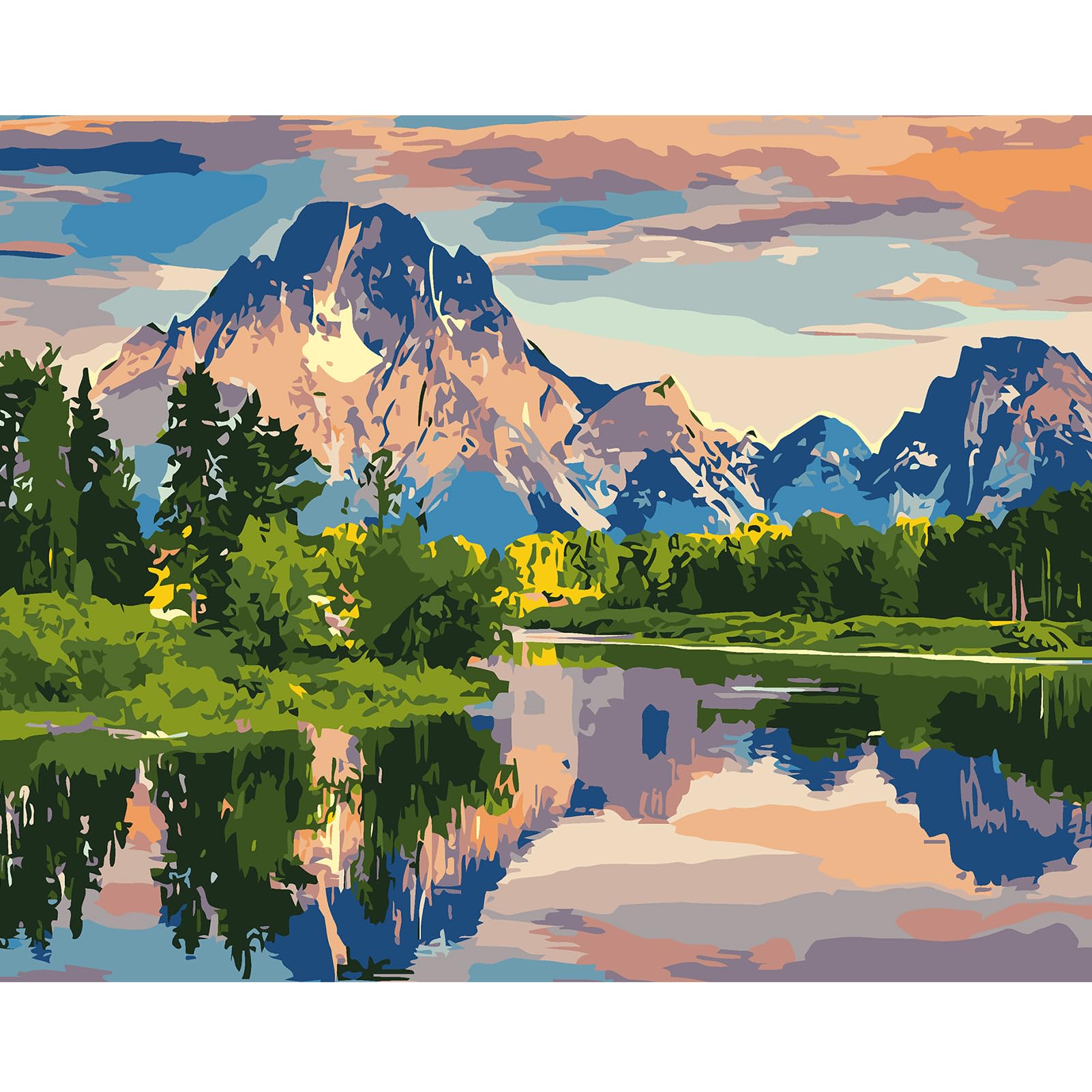 DAERLE Pintar con Numeros para Adultos Montaña, DIY Pintura por Números Lago, DIY Cuadro al óleo con Número Paisaje 40x30cm (Sin Marco)