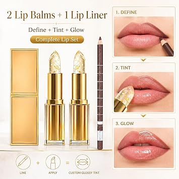 2Pcs Colour Changing Lipstick with Brown Lip Liner - PH Lipstick for Women