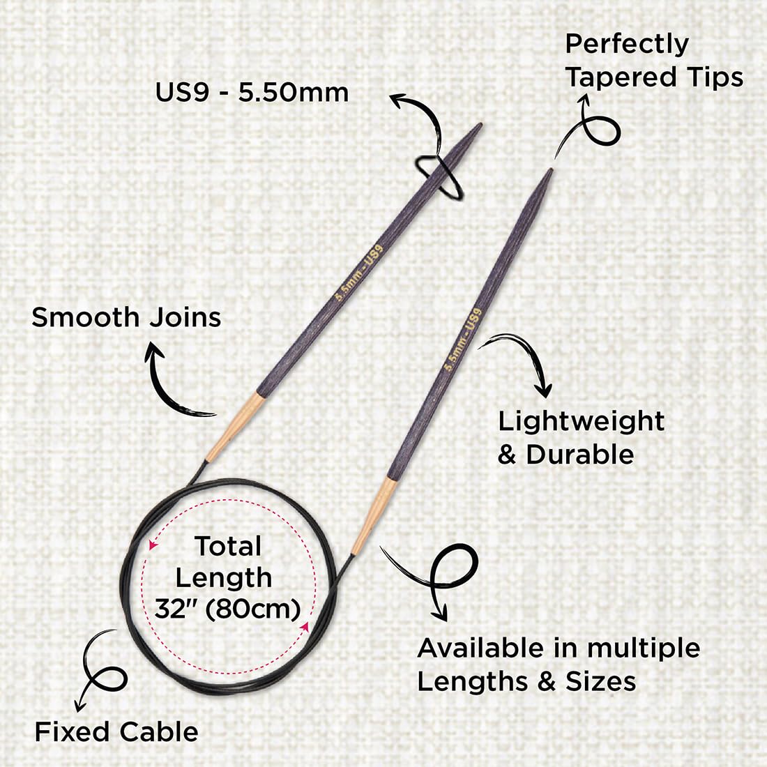 KnitPro J’Adore Cubics Fixed Circular Needles 32" 80cm, Lavender, 5.50mm - Image 3