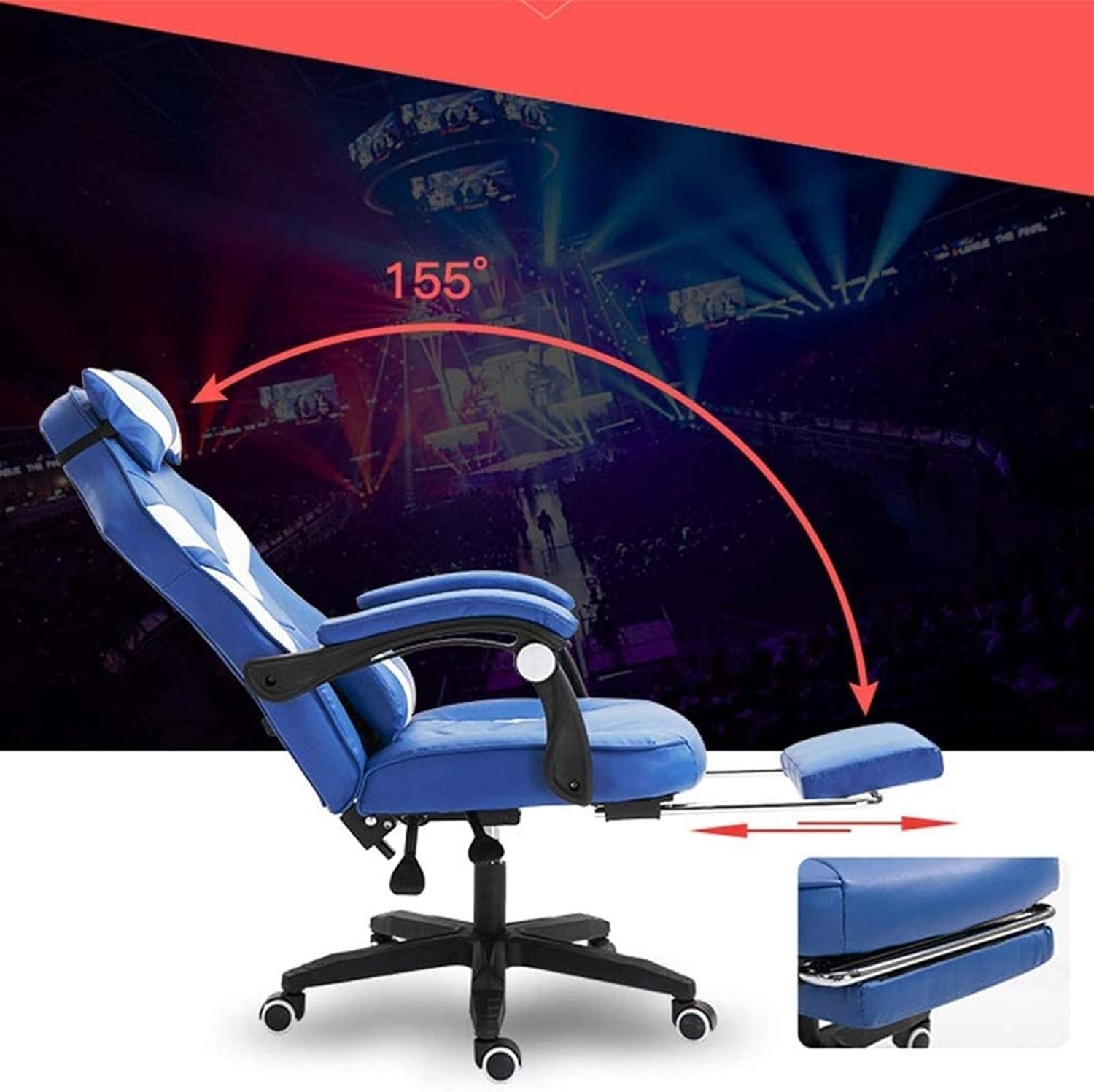 Gaming Chair with Footrest High Back Computer Gaming Chair Racing Style Ergonomic Office Chair PU Leather Desk Chair with Headrest and Lumbar Support