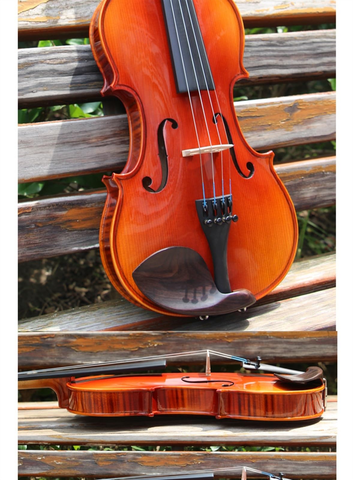 Geige Handgefertigte Gemusterte Violine Holzmaterial Ebenholz Zubehör(1/4)