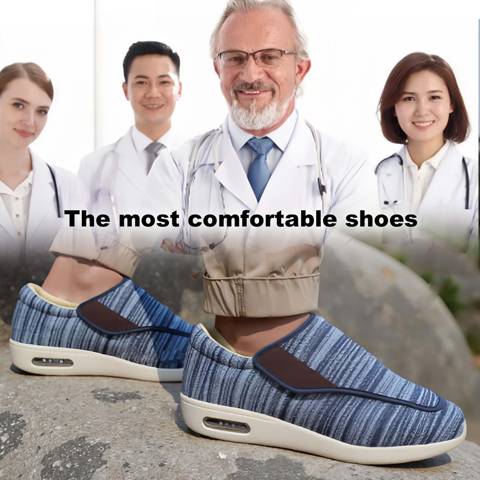 Scarpe Diabetiche, Extra Larghe Adatte per Il Dolore Ai Piedi Anziani con Neuropatia