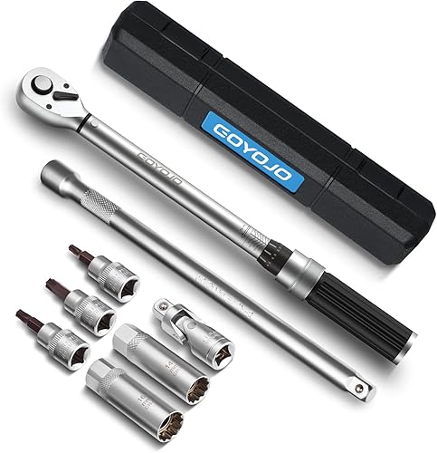 GOYOJO Kit de 8 llaves dinamométricas magnéticas, kit de repuesto de bujía ultrafina de 10-60 Nm para mantenimiento de vehículos, trabajo del