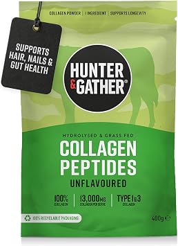 Collagen Powder 400 g - Bovine Collagen Hydrolyzed Peptides Type 1 & 3 - Perfect Solubility Tasteless No Fillers & Preservatives - For Healthy Hair Skin Nails & Muscles