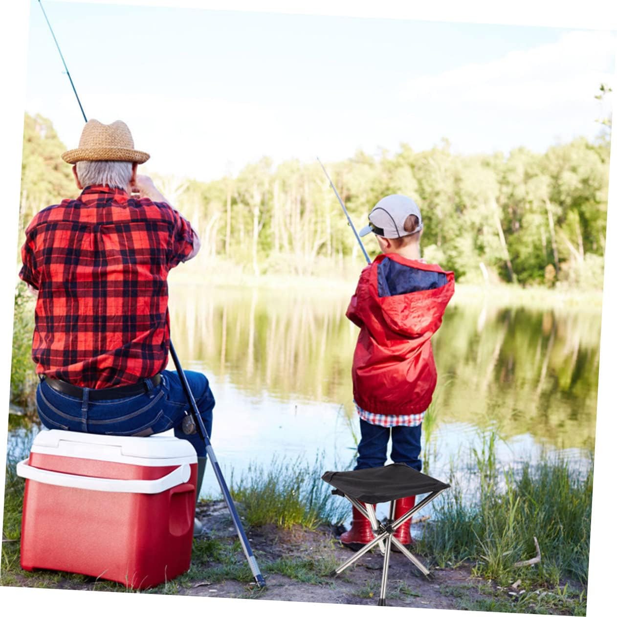 Teles Folding Stool Camping Chair Outdoor Foldable Fishing Chair Portable Seat Extendable Stool for Fishing Trips