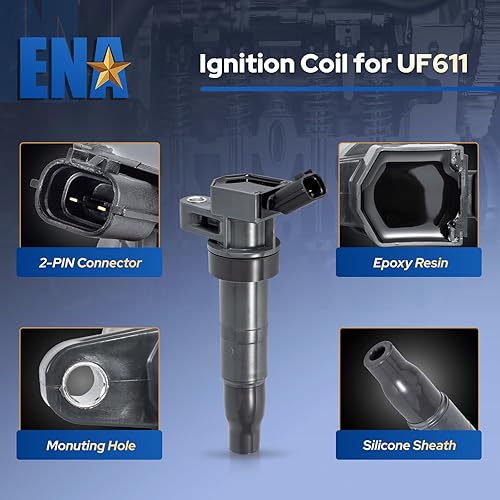 Miniatura 4 de ENA Juego de 4 bobinas de encendido y 4 bujías de platino compatibles con Kia 2009 Optima 2007 2008 Rondo 2.4L L4 repuesto para C1667 UF611