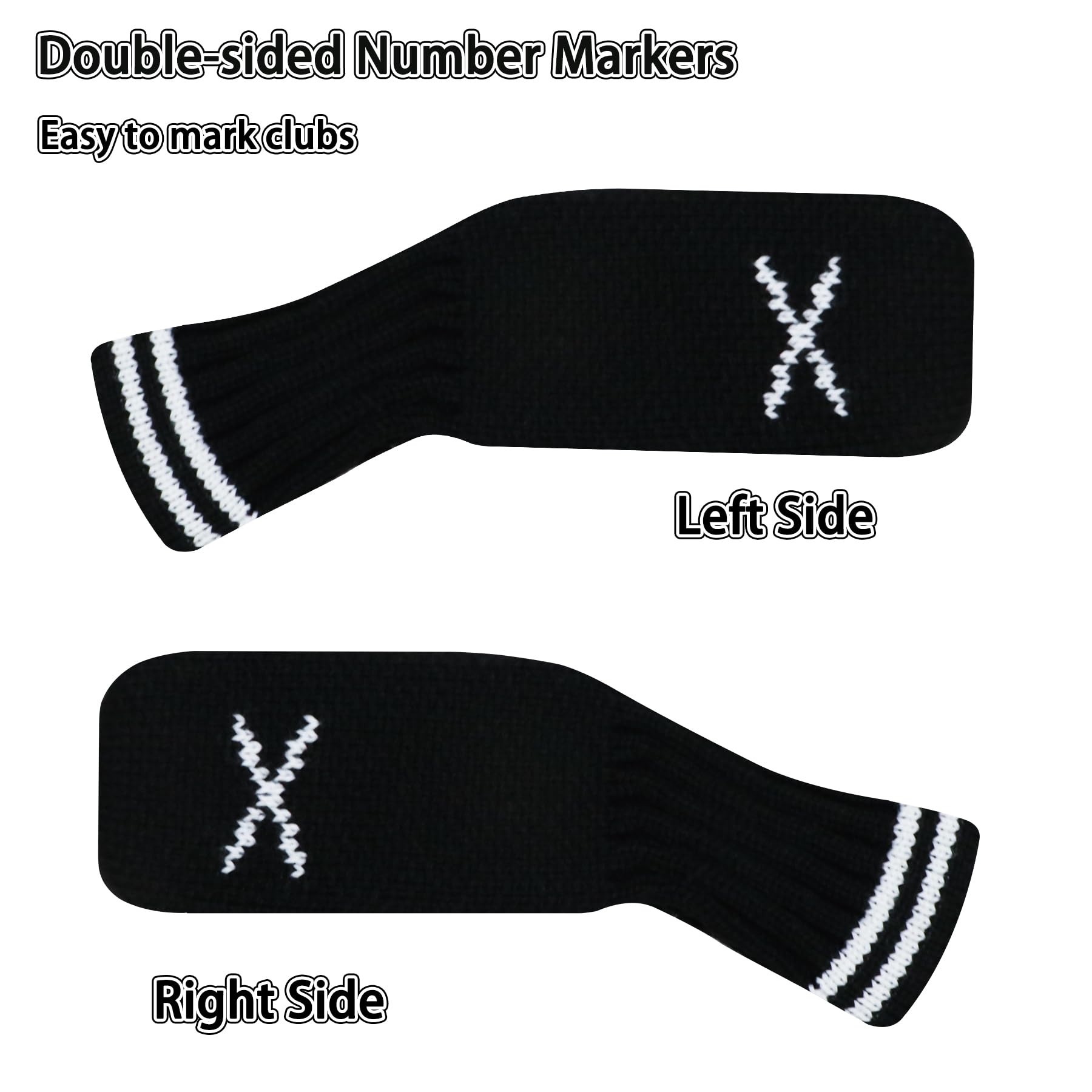 LeFeng 10 Stück 4-9/A/P/S/X gestrickte Golfschlägerkopfhauben Set, leichtes und langlebiges Material, mehrere Muster, Golfschlägerhauben