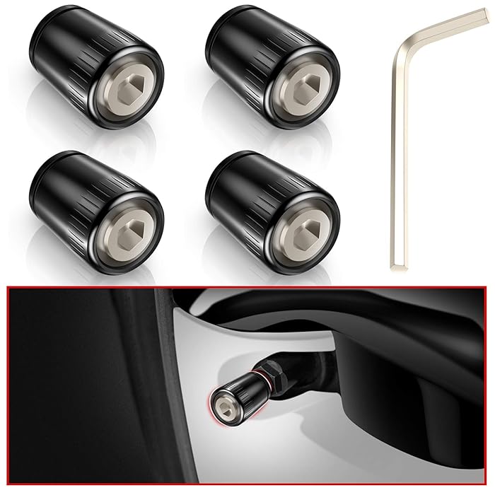 Buy Tire JDM Valve Stem Caps for Tesla Model 3/S/X, KFZMAN Dual Protection AntiTheft Air Valve