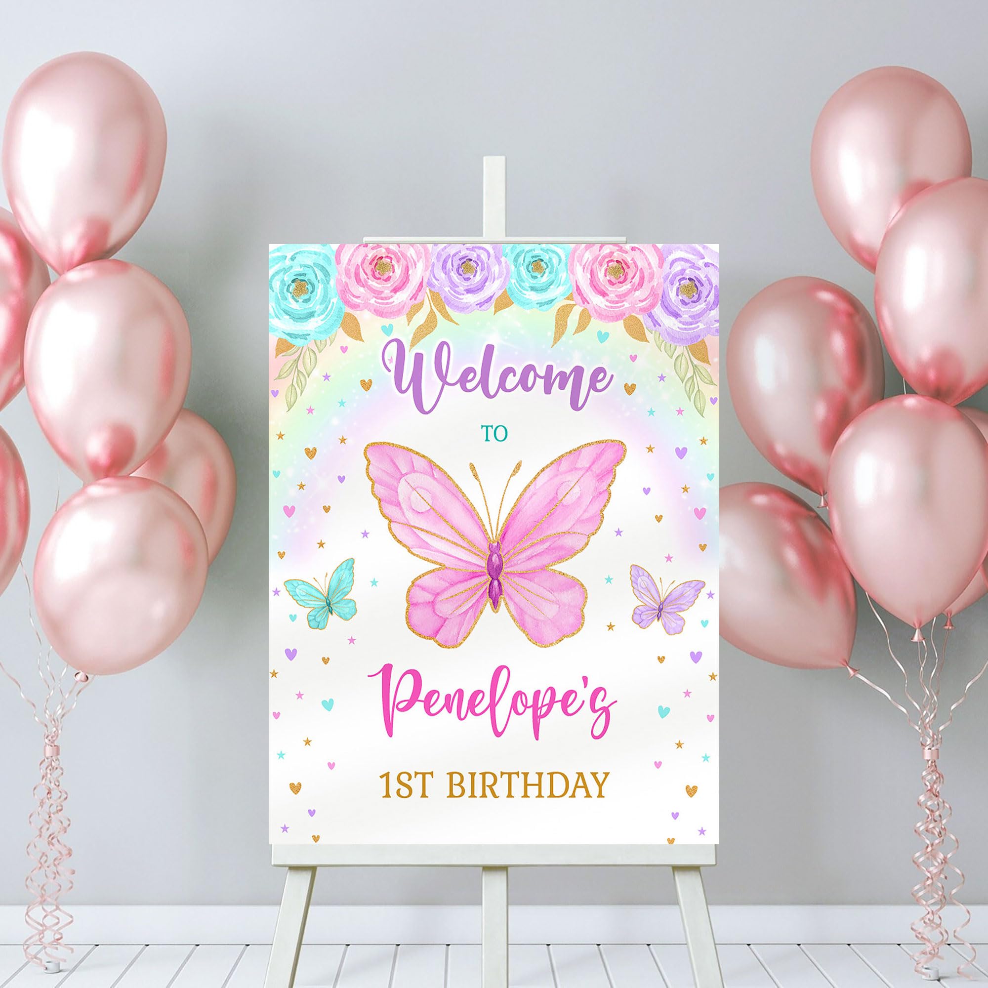 Amazon.com: Personalized Butterfly Birthday Welcome Sign