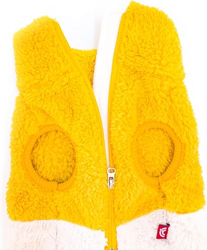 Miniatura 4 de FLOT Chaleco de diseñador de forro polar mullido con cremallera para perro, chaqueta cálida de invierno sin mangas con cuello alto, materiales de