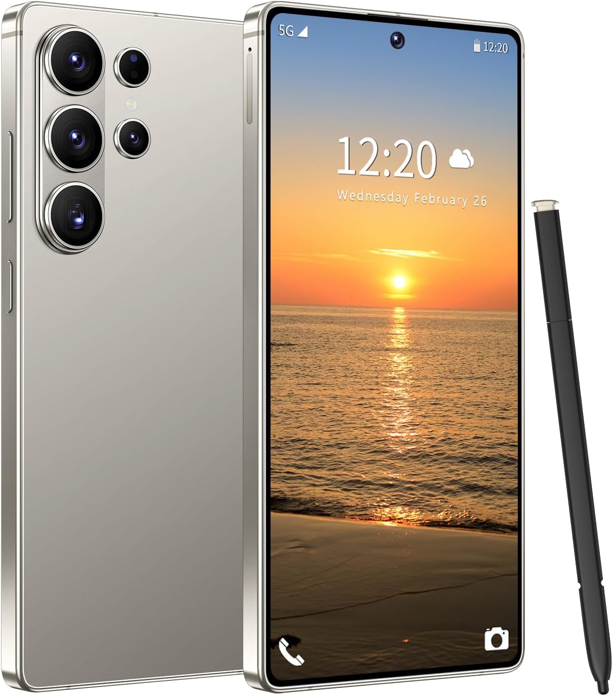 Huness 26 Ultra Unlocked Cell Phone,Built in Pen,16+1TB Unlocked Phone, Android 15 Battery 7000mAh 6.99" HD Screen Smartphone, 5G/Face ID/Fingerprint Lock/Dual SIM/GPS (Grey)