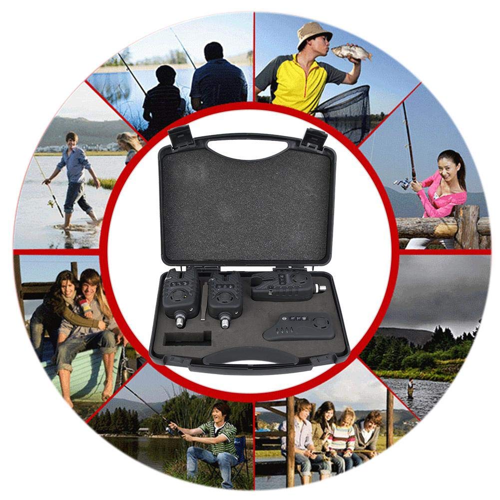 Juego de Indicadores de Pesca, Alarma de Alarma de ca?a de Pescar de Carpa Impermeable al Aire Alarma de luz de Sonido con 3 Lanzador 1 Receptor