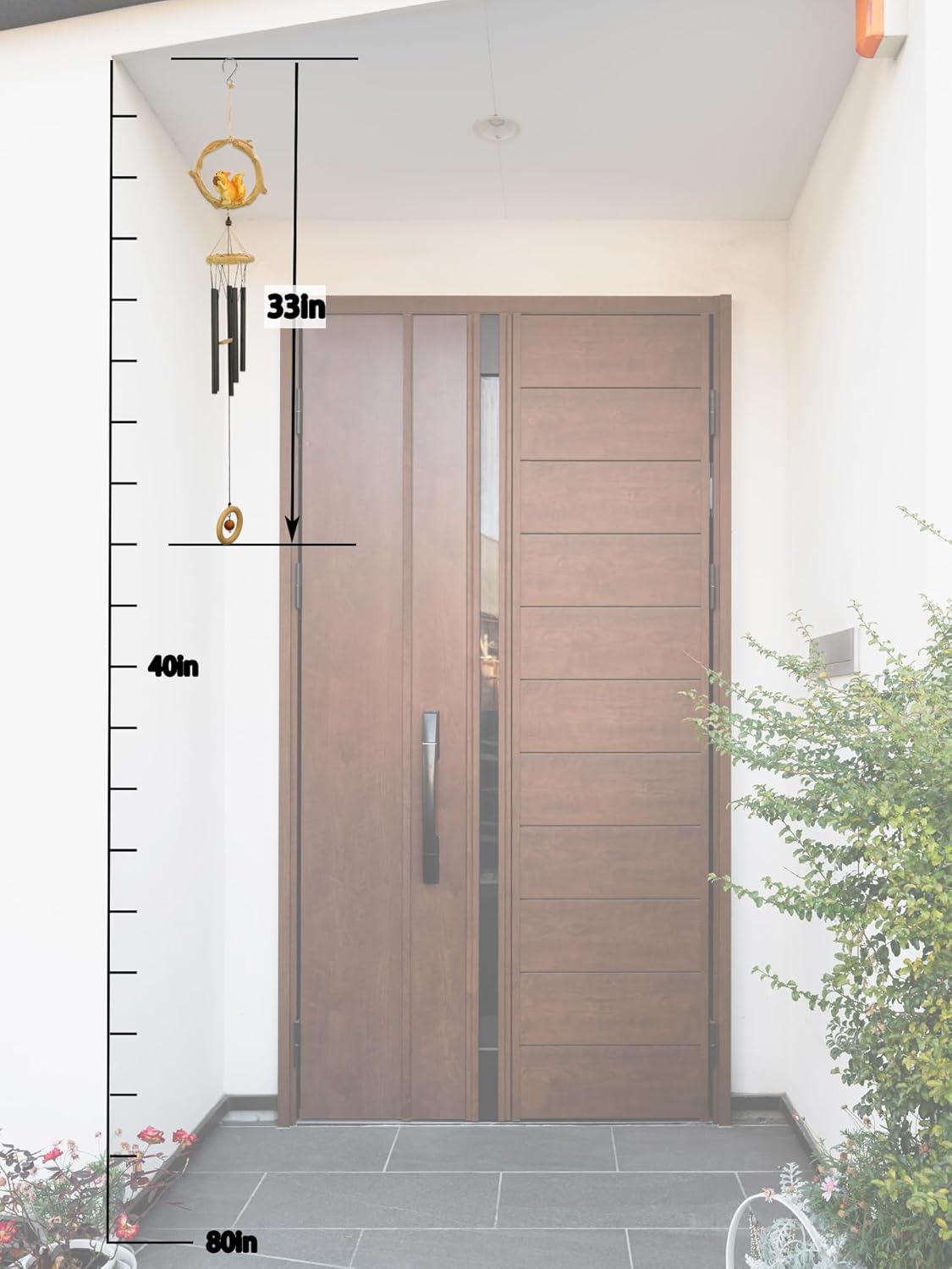 Fariita Resin Squirrel Wind Chimes for Outside 32 Inch Hanging Decor for Backyard Patio Outdoor Decor Black