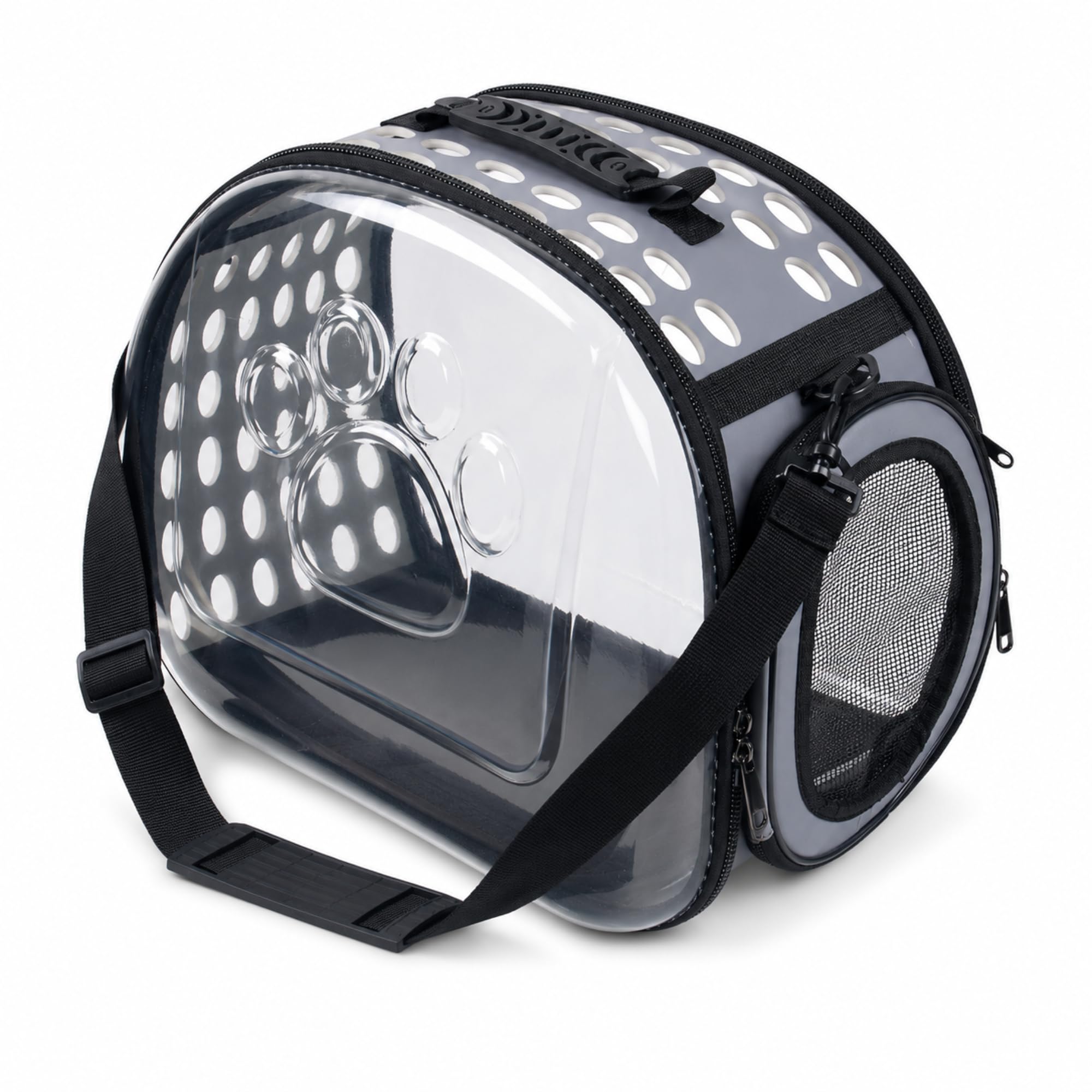 Transportín Transparente Plegable para Gatos y Perros Pequeños, Bolso de Transporte Premium con Ventilación, Ligero y Portátil para Viajes, Veterinario y Paseos