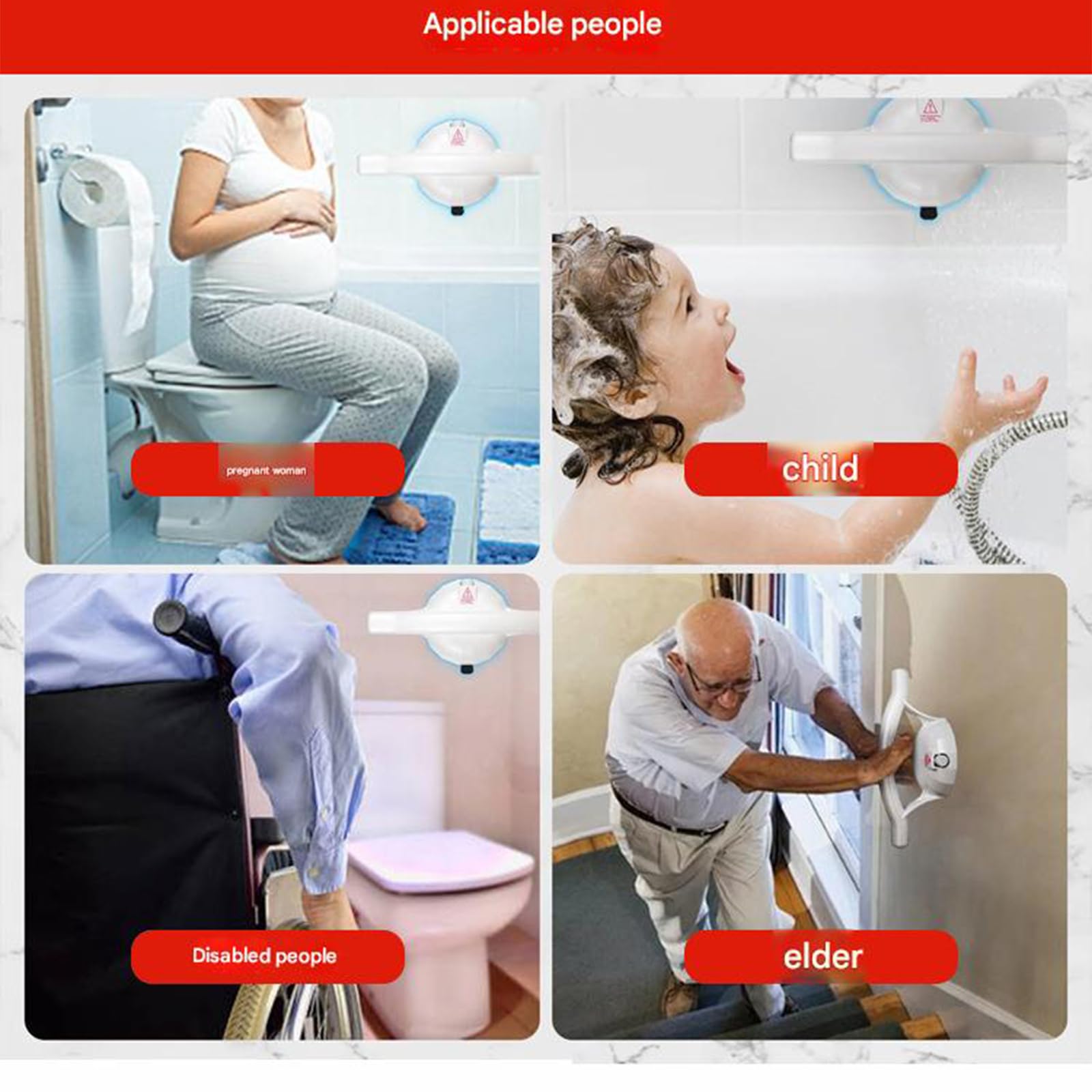 Asidero de montaje en pared para ducha y bañera