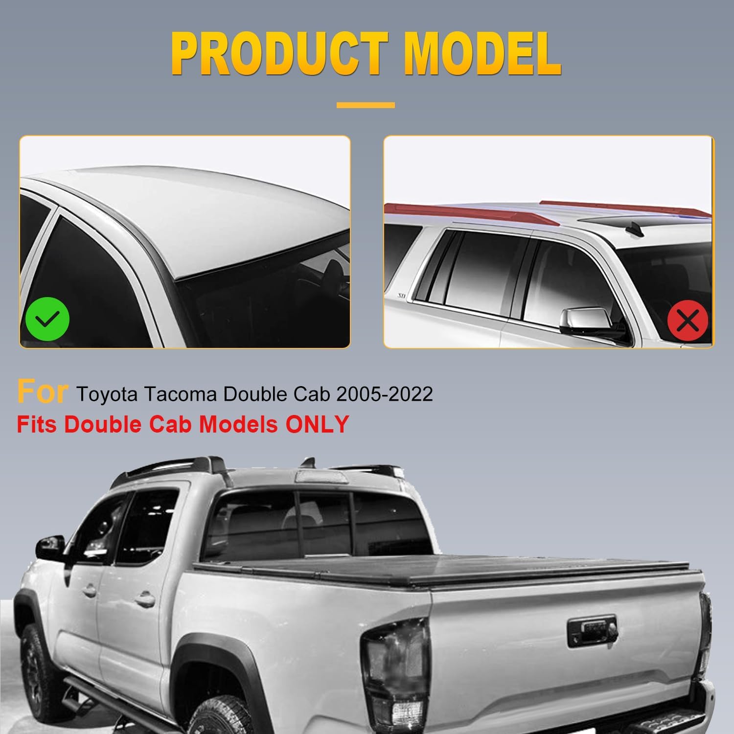 OCPTY Roof Rack Fit for Toyota for Tacoma 2005 2006 2007 2008 2009 2010 2011 2012 2013 2014 2015 2016 2017 2018 2019 2020 2021 2022 2023 Cargo Bars for Cargo Carrier Bag,Fits Double Cab Models ONLY