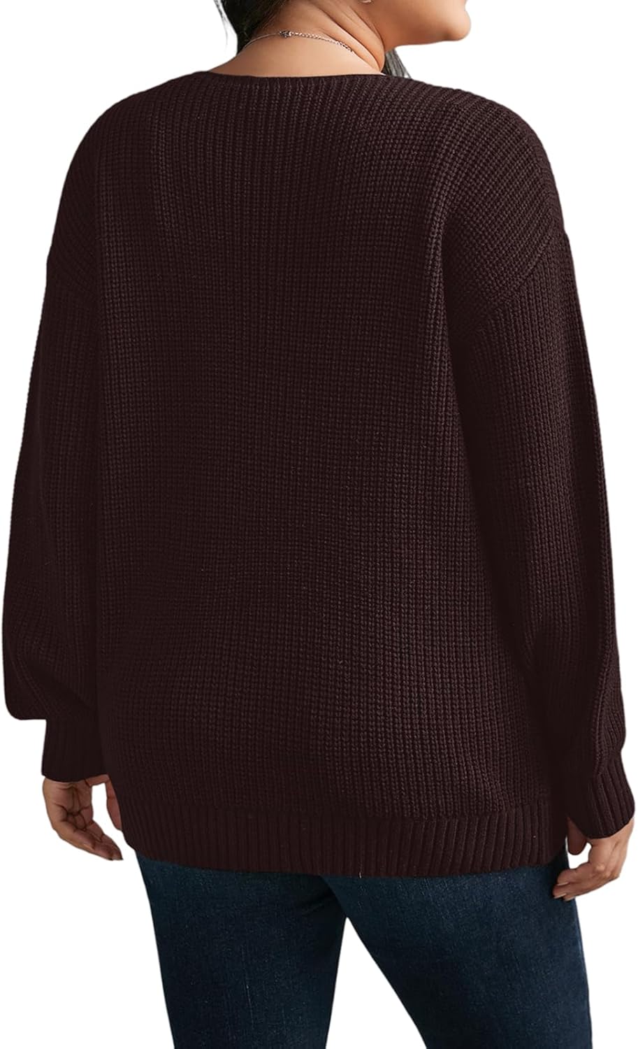 Elitechoice Women's Plus Size Cardigan Sweater Long Sleeve Open Front Knit Cover Up Oversized Loose Fit Tops (XL-5XL) - Image 4