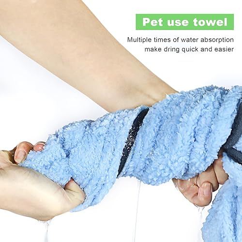 Miniatura 4 de IIZ Toalla para perros, toallas pequeñas para perros y gatos, AbsorbenTowel con bolsillos para las manos, toalla de baño de secado rápido para