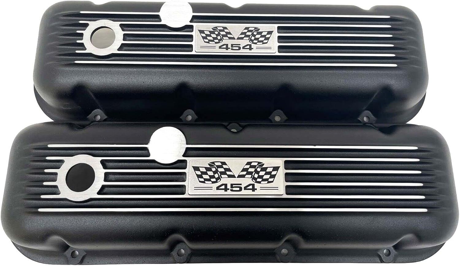 454 Big Block Finned Black Valve Covers & 14” Air Cleaner Kit - Ansen USA