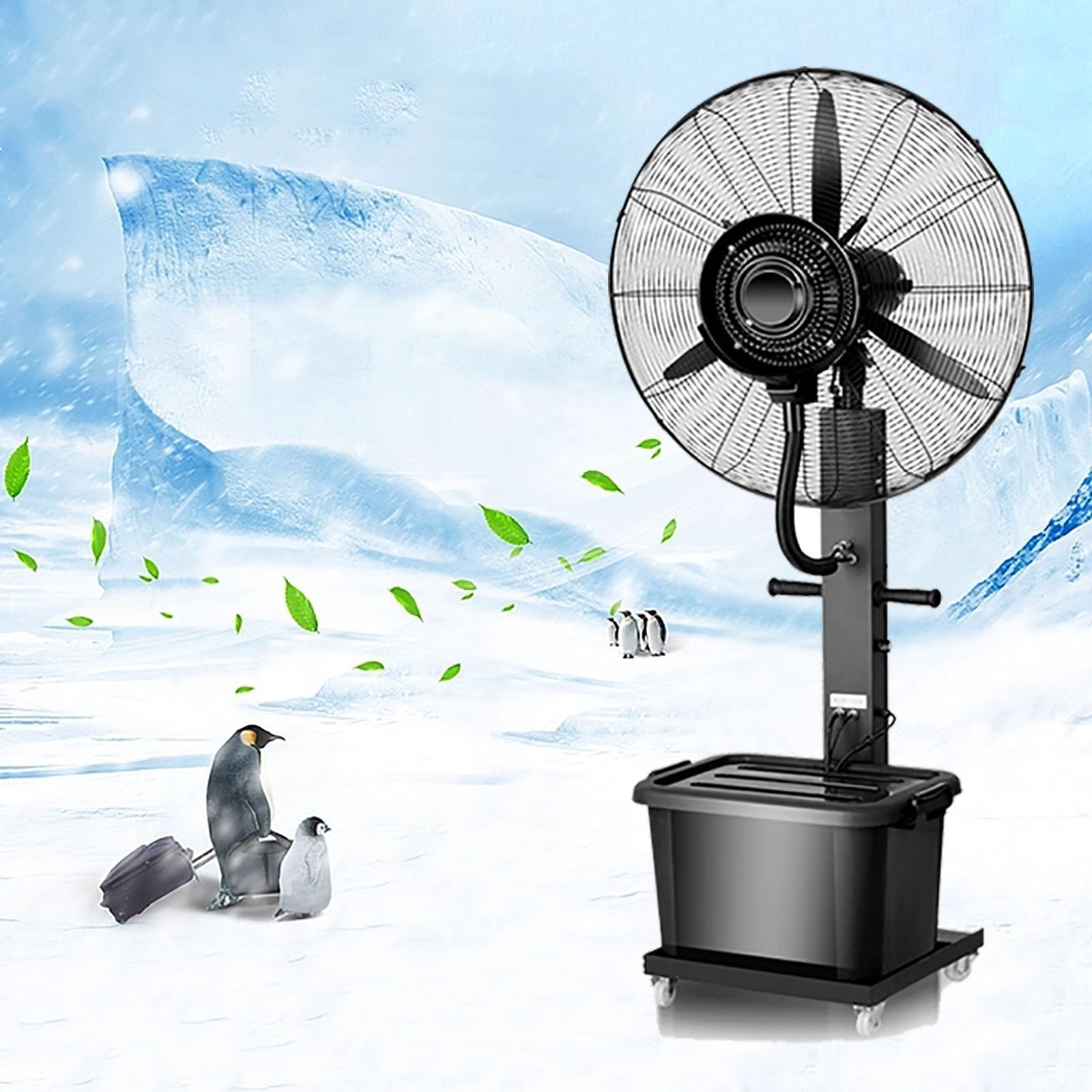 JKJZSALJ Floor Fan,Patio Misting Fan Water Mist Cooling Industrial 3 Speeds With 42L Capacity Tank Moving Cooling Fan For Backyards,Commercial,Patios And More,Super Strong,One Color,650mm (26in)