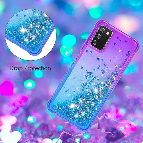 Miniatura 10 de CAIYUNL Funda para Samsung Galaxy A03S con protector de pantalla de cristal para mujeres y niñas, purpurina brillante y fluye líquido, bonita funda