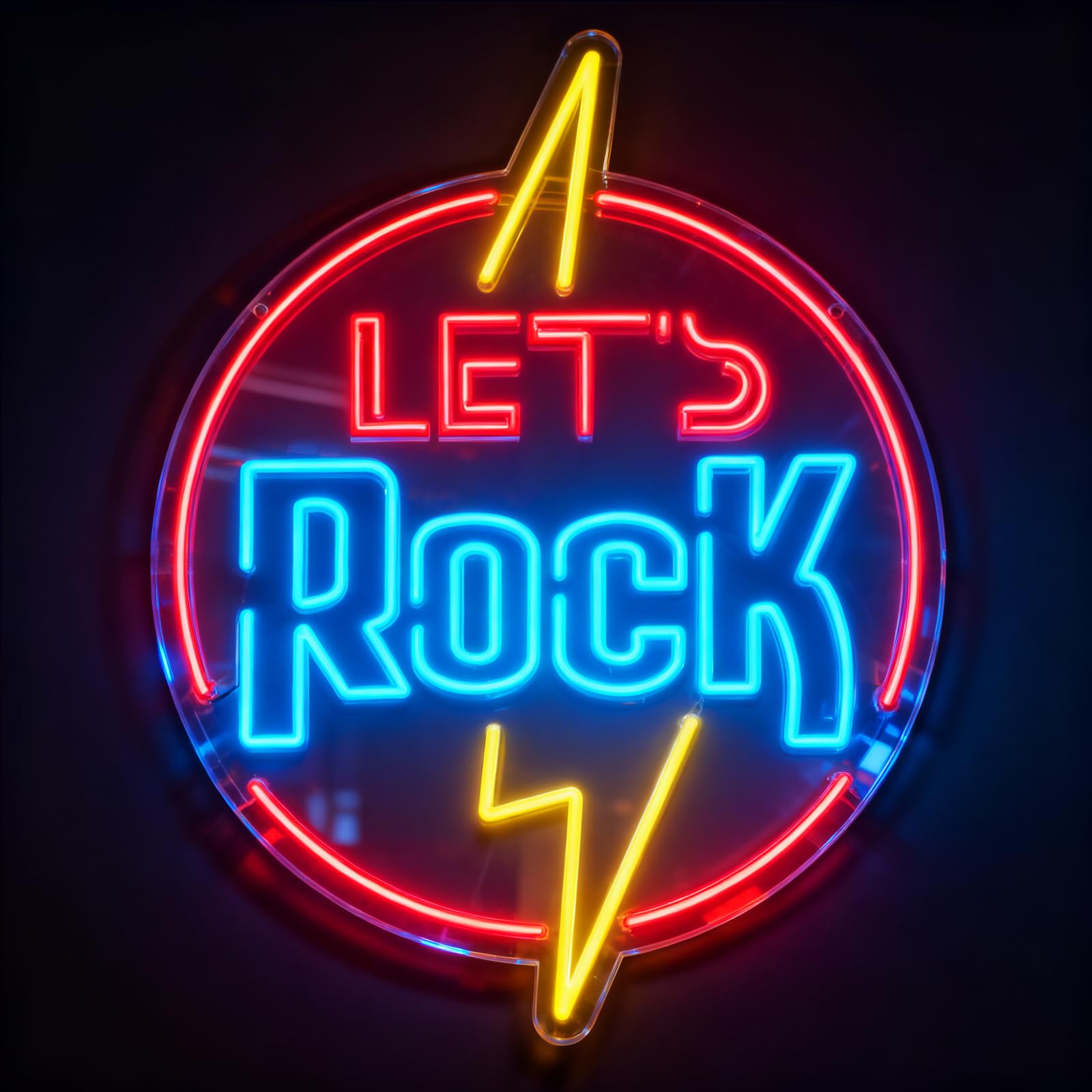 Let's Rock Neon Sign Dimmable LED Neon Light with Cool Lightning Bolt Element Ideal Wall Decor USB Powered Led Light for Music Studios Rock-Themed Bars Living Room Gyms Party Game Rooms 10.63"* 13.78"