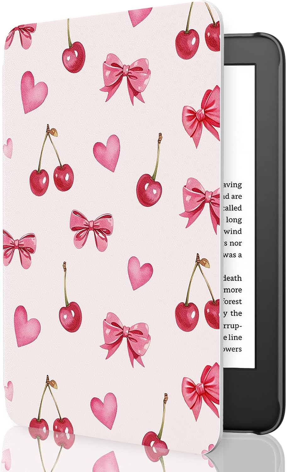 MoKo Case Fits 6" All-New Kindle (11th Generation-2024/2022 Release), Lightweight Shell Cover with Auto Wake/Sleep for Kindle 2024/2022 11th Gen e-Reader, Cherry Bow