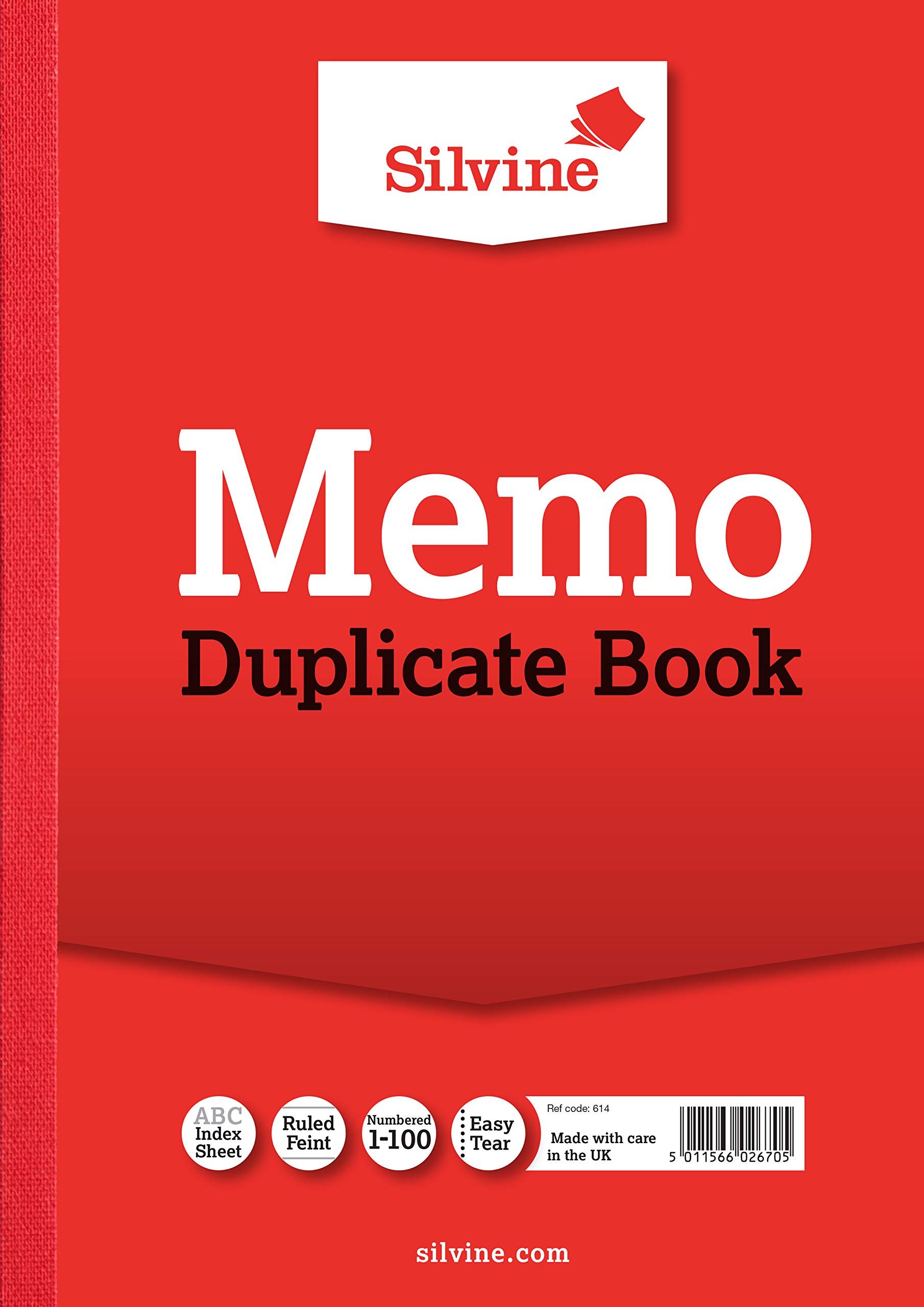 Silvine A4 Duplicate Memo Book Carbon Ruled 1-100 Taped Cloth Binding