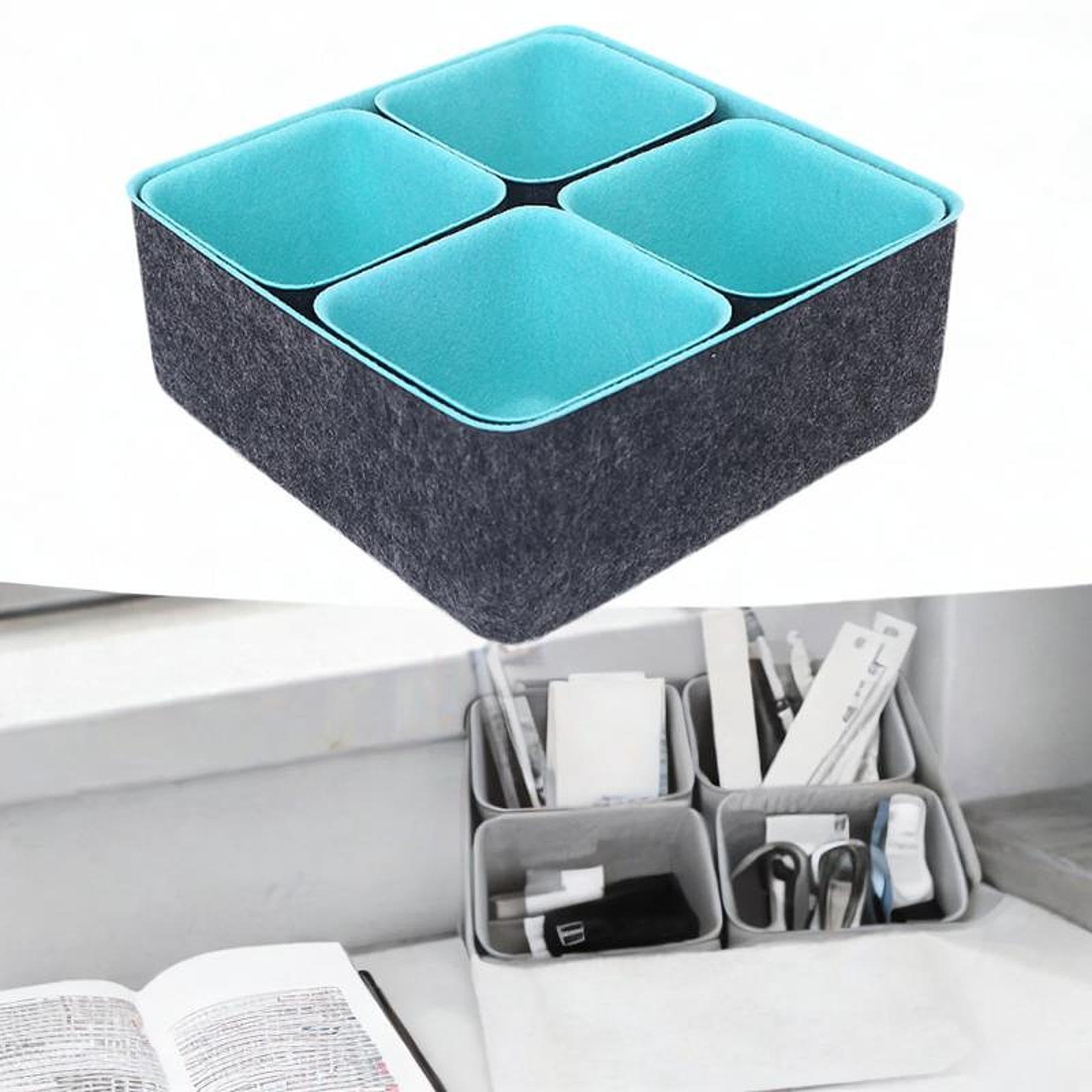 CALANDIS™ Felt Drawer Organizer Holder Cosmetic Basket for Countertop Bathroom Shelves Deep Grey and Blue | Storage Boxes | Home Organization | Household Supplies & Cleaning 1