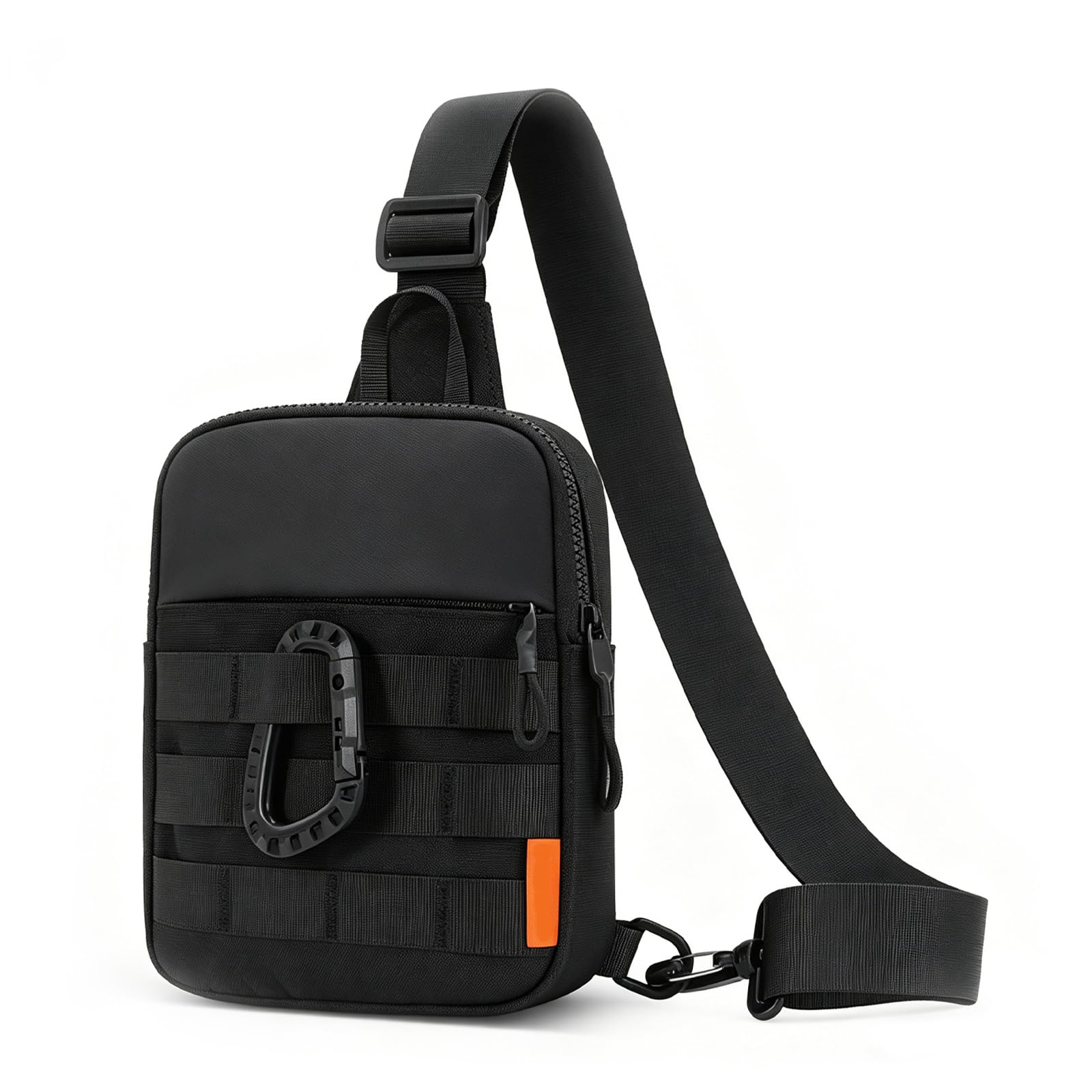 Anti Diebstahl Sling Bag, Klein Umhängetasche Chest Schwarz Crossbody Bag Brusttasche Herren Schultertasche, Tasche Handtasche mit Reißverschluss Lock, RFID-Blockierung, 21x15x6 cm