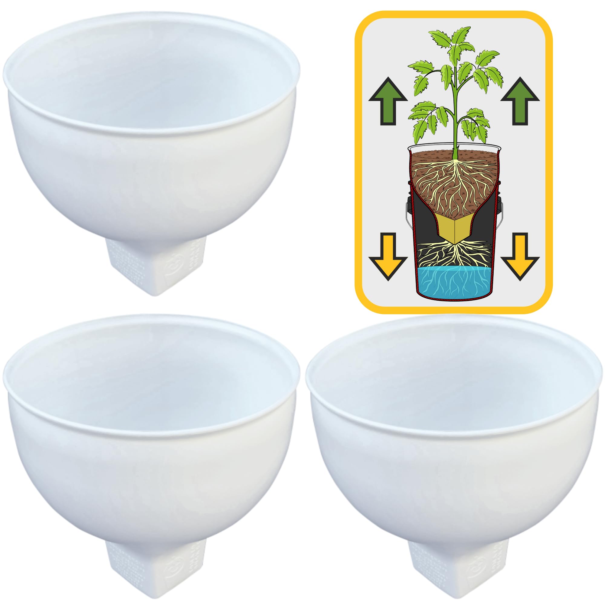 Tomato Bucket (3 Pack) Self Watering Bucket Planter Pot Insert to Make 5-Gallon Large Self Watering Grow Buckets for Indoor & Outdoor Usage (Giant Net Cups Pots for Hydroponics)