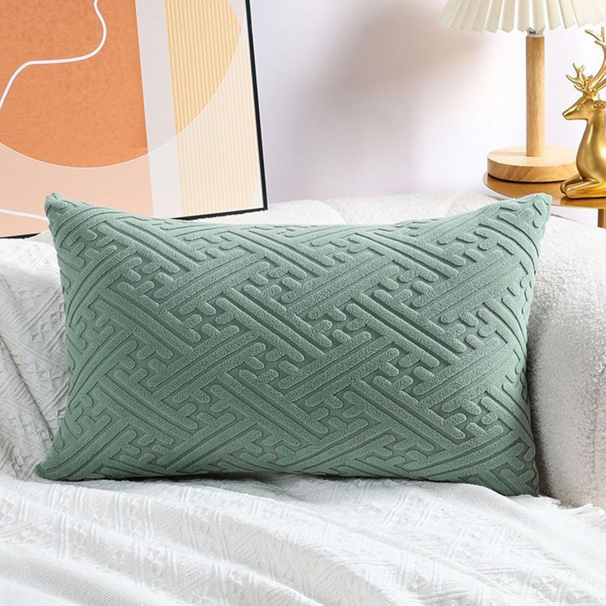 Swj-Swjssb Matcha Green Super King Size Pillow Cases,Square Rectangle Cushion Covers Soft Corduroy Stretch Throw Pillow Cover Various Sizes Decorative Pillowcases For Bedroom Sofa Pillows(,35X65cm/14X26inch)