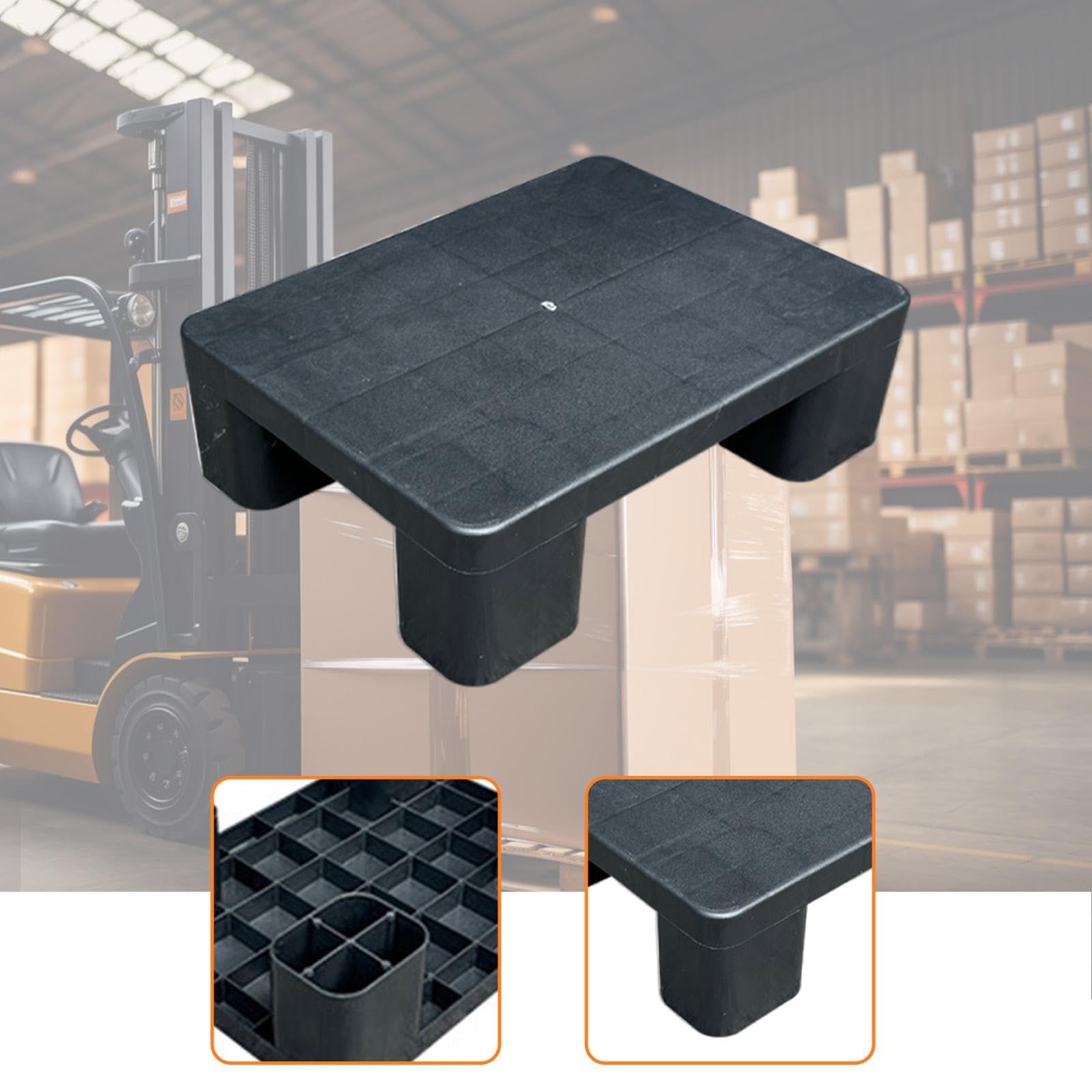 Palette de Stockage Marchandise, Plateau de Palette, Résistant à l'eau Palettes Entrepôt, Tapis de Rangement pour Plancher Sec, Palette de Sous-Sol pour Transport de Meubles Garage, Logistique, Noir
