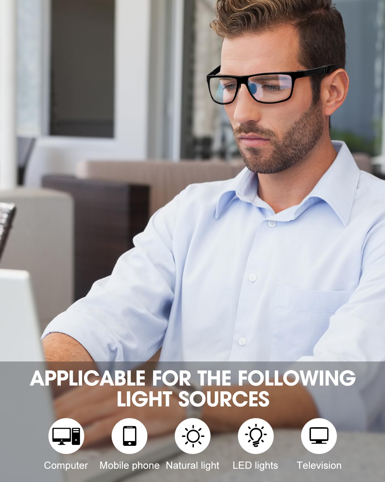 FIMOSON Blue Light Blocking Glasses Men Computer Gaming Glasses Lightweight Al-Mg Metal Anti Eyestrain UV400 Clear Lens Eye Protection